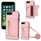 For iPhone 7 / 8 / SE 2020 DF-09 Crossbody Litchi texture Card Bag Design PU Phone Case(Pink) - 1