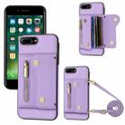 For iPhone 7 Plus / 8 Plus DF-09 Crossbody Litchi texture Card Bag Design PU Phone Case(Purple) - 1