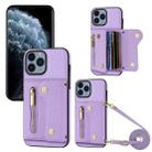 For iPhone 11 Pro Max DF-09 Crossbody Litchi texture Card Bag Design PU Phone Case(Purple) - 1