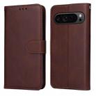 For Google Pixel 9 Pro Classic Calf Texture Flip Leather Phone Case(Brown) - 1