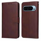 For Google Pixel 9 Classic Calf Texture Flip Leather Phone Case(Brown) - 1