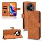 For TCL 605 Skin Feel Magnetic Flip Leather Phone Case(Brown) - 1