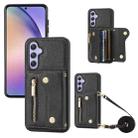 For Samsung Galaxy S21 FE DF-09 Crossbody Litchi texture Card Bag Design PU Phone Case(Black) - 1
