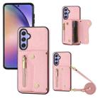 For Samsung Galaxy S23 FE DF-09 Crossbody Litchi texture Card Bag Design PU Phone Case(Pink) - 1