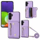 For Samsung Galaxy A13 5G DF-09 Crossbody Litchi texture Card Bag Design PU Phone Case(Purple) - 1