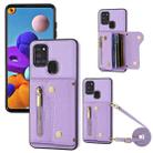 For Samsung Galaxy A21S DF-09 Crossbody Litchi texture Card Bag Design PU Phone Case(Purple) - 1