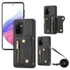 For Samsung Galaxy A33 DF-09 Crossbody Litchi texture Card Bag Design PU Phone Case(Black) - 1