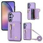 For Samsung Galaxy A54 5G DF-09 Crossbody Litchi texture Card Bag Design PU Phone Case(Purple) - 1