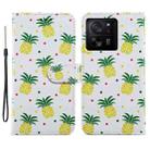 For Xiaomi 13T 5G Painted Pattern Horizontal Flip Leather Phone Case(Pineapple) - 1