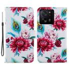 For Xiaomi 13T 5G Painted Pattern Horizontal Flip Leather Phone Case(Peacock Flower) - 1