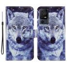 For TCL 40 SE Painted Pattern Horizontal Flip Leather Phone Case(White Wolf) - 1