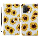 For ZTE Blade A52 Painted Pattern Horizontal Flip Leather Phone Case(Sunflower) - 1