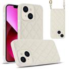 For iPhone 13 Rhombic Texture Phone Case with Dual Lanyard(White) - 1