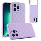 For iPhone 13 Pro Max Rhombic Texture Phone Case with Dual Lanyard(Purple) - 1