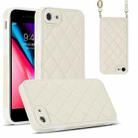 For iPhone SE 2022 / SE 2020 Rhombic Texture Phone Case with Dual Lanyard(White) - 1