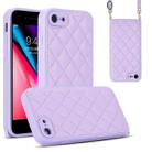 For iPhone SE 2022 / SE 2020 Rhombic Texture Phone Case with Dual Lanyard(Purple) - 1