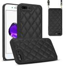 For iPhone 8 Plus / 7 Plus Rhombic Texture Phone Case with Dual Lanyard(Black) - 1