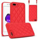 For iPhone 8 Plus / 7 Plus Rhombic Texture Phone Case with Dual Lanyard(Red) - 1