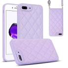 For iPhone 8 Plus / 7 Plus Rhombic Texture Phone Case with Dual Lanyard(Purple) - 1