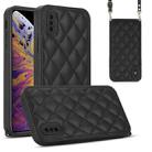 For iPhone XS / X Rhombic Texture Phone Case with Dual Lanyard(Black) - 1