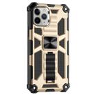 For iPhone 12 mini Armor Shockproof TPU + PC Magnetic Protective Case with Holder(Gold) - 2