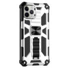 For iPhone 12 mini Armor Shockproof TPU + PC Magnetic Protective Case with Holder(Silver) - 2
