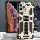 For iPhone 12 / 12 Pro Armor Shockproof TPU + PC Magnetic Protective Case with Holder(Gold) - 1