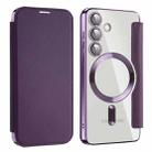 For Samsung Galaxy S24 5G MagSafe Magnetic RFID Anti-theft Leather Phone Case(Dark Purple) - 1