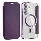 For Samsung Galaxy S24+ 5G MagSafe Magnetic RFID Anti-theft Leather Phone Case(Dark Purple) - 1