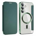 For Samsung Galaxy S24+ 5G MagSafe Magnetic RFID Anti-theft Leather Phone Case(Dark Green) - 1