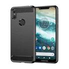 For Motorola Moto One Brushed Texture Carbon Fiber TPU Phone Case(Black) - 1