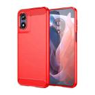 For Motorola Moto G Play 2024 Brushed Texture Carbon Fiber TPU Phone Case(Red) - 1