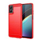 For Motorola Moto G 5G 2024 Brushed Texture Carbon Fiber TPU Phone Case(Red) - 1