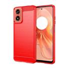 For Motorola Moto G04 Brushed Texture Carbon Fiber TPU Phone Case(Red) - 1