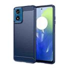 For Motorola Moto G24 Brushed Texture Carbon Fiber TPU Phone Case(Blue) - 1