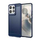 For Motorola Edge 50 Pro Carbon Fiber Brushed Texture TPU Phone Case(Blue) - 1