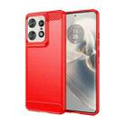 For Motorola Edge 50 Pro Brushed Texture Carbon Fiber TPU Phone Case(Red) - 1