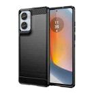 For Motorola Moto Edge 50 Fusion Brushed Texture Carbon Fiber TPU Phone Case(Black) - 1