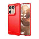 For Motorola Moto X50 Ultra Brushed Texture Carbon Fiber TPU Phone Case(Red) - 1