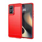 For Motorola Edge 2024 Brushed Texture Carbon Fiber TPU Phone Case(Red) - 1