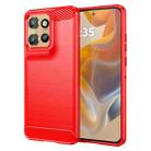 For Motorola Edge 50 Neo Carbon Fiber Brushed Texture TPU Phone Case(Red) - 1