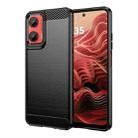 For Motorola Moto G35 5G Carbon Fiber Brushed Texture TPU Phone Case(Black) - 1