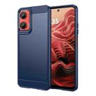 For Motorola Moto G35 5G Carbon Fiber Brushed Texture TPU Phone Case(Blue) - 1