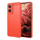 For Motorola Moto G35 5G Carbon Fiber Brushed Texture TPU Phone Case(Red) - 1