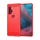 For Motorola Edge+ 2020 Brushed Texture Carbon Fiber TPU Phone Case(Red) - 1