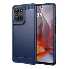 For Motorola Moto G75 5G Brushed Texture Carbon Fiber TPU Phone Case(Blue) - 1