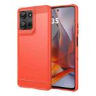 For Motorola Moto G75 5G Carbon Fiber Brushed Texture TPU Phone Case(Red) - 1