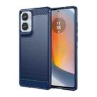 For Motorola Moto G85 Carbon Fiber Brushed Texture TPU Phone Case(Blue) - 1