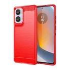 For Motorola Moto G85 Carbon Fiber Brushed Texture TPU Phone Case(Red) - 1
