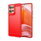 For Motorola Edge 50 Carbon Fiber Brushed Texture TPU Phone Case(Red) - 1